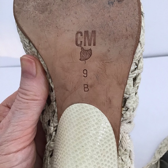 Vintage Claudio Merazzi Lace Woven Leather Heel Made In Italy Creme Size 9B - Picture 2 of 9